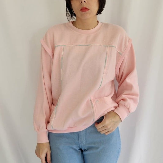 80s Pastel Pink Crew Neck Sweatshirt