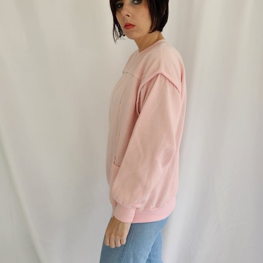 80s Pastel Pink Crew Neck Sweatshirt