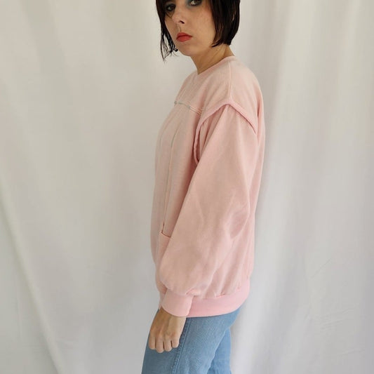 80s Pastel Pink Crew Neck Sweatshirt