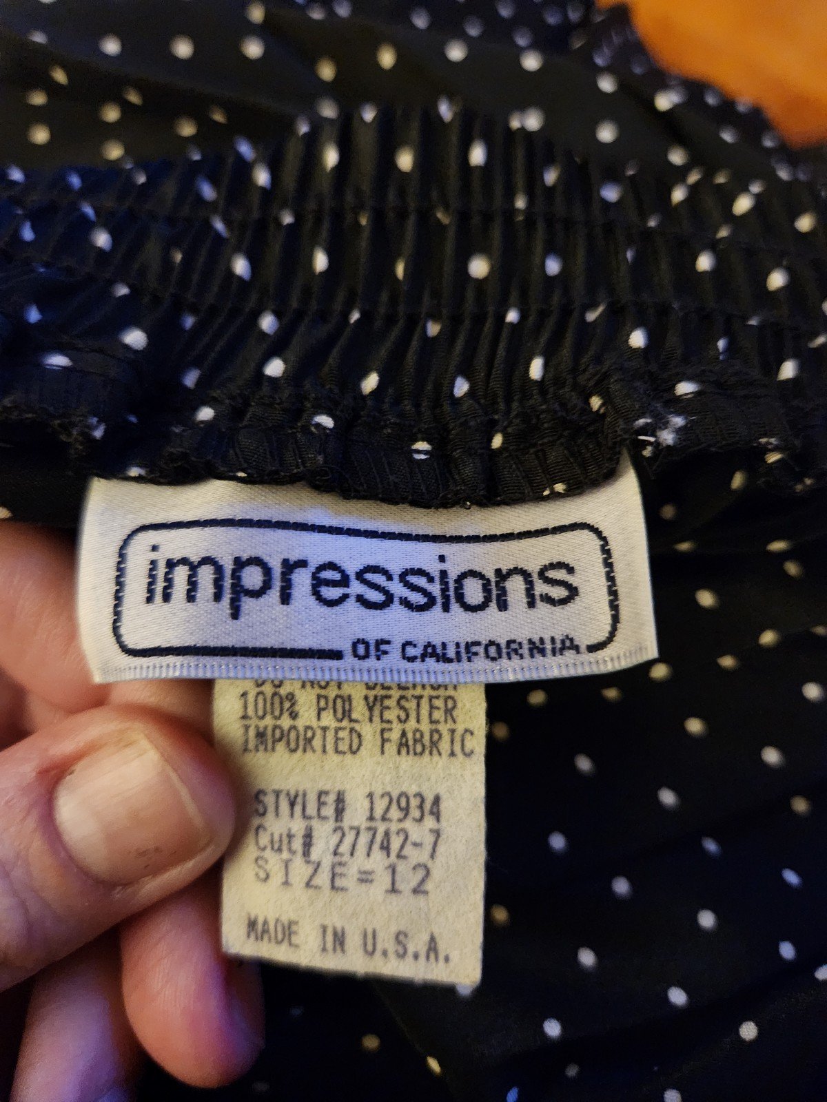 80s Black and White Polka Dot Pleated Skirt