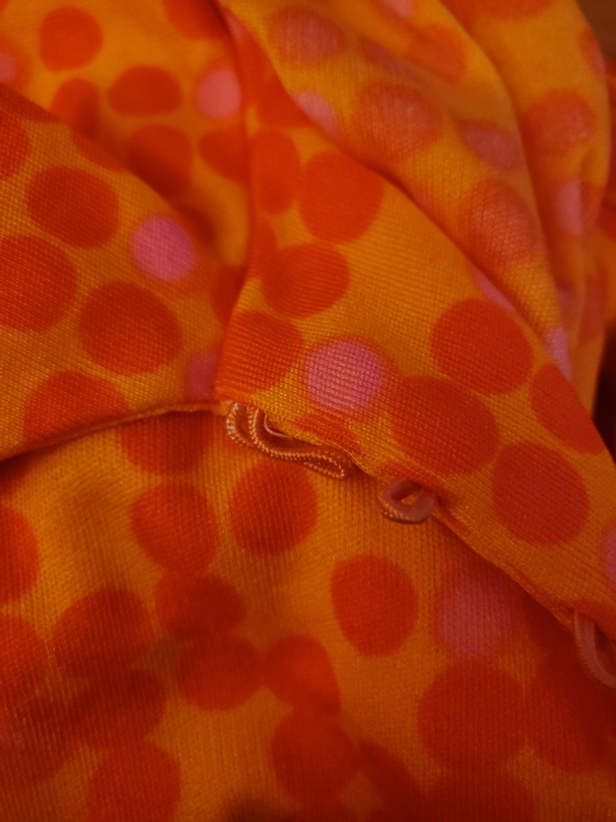 70s Orange Polka Dot Dagger Collar Shirt