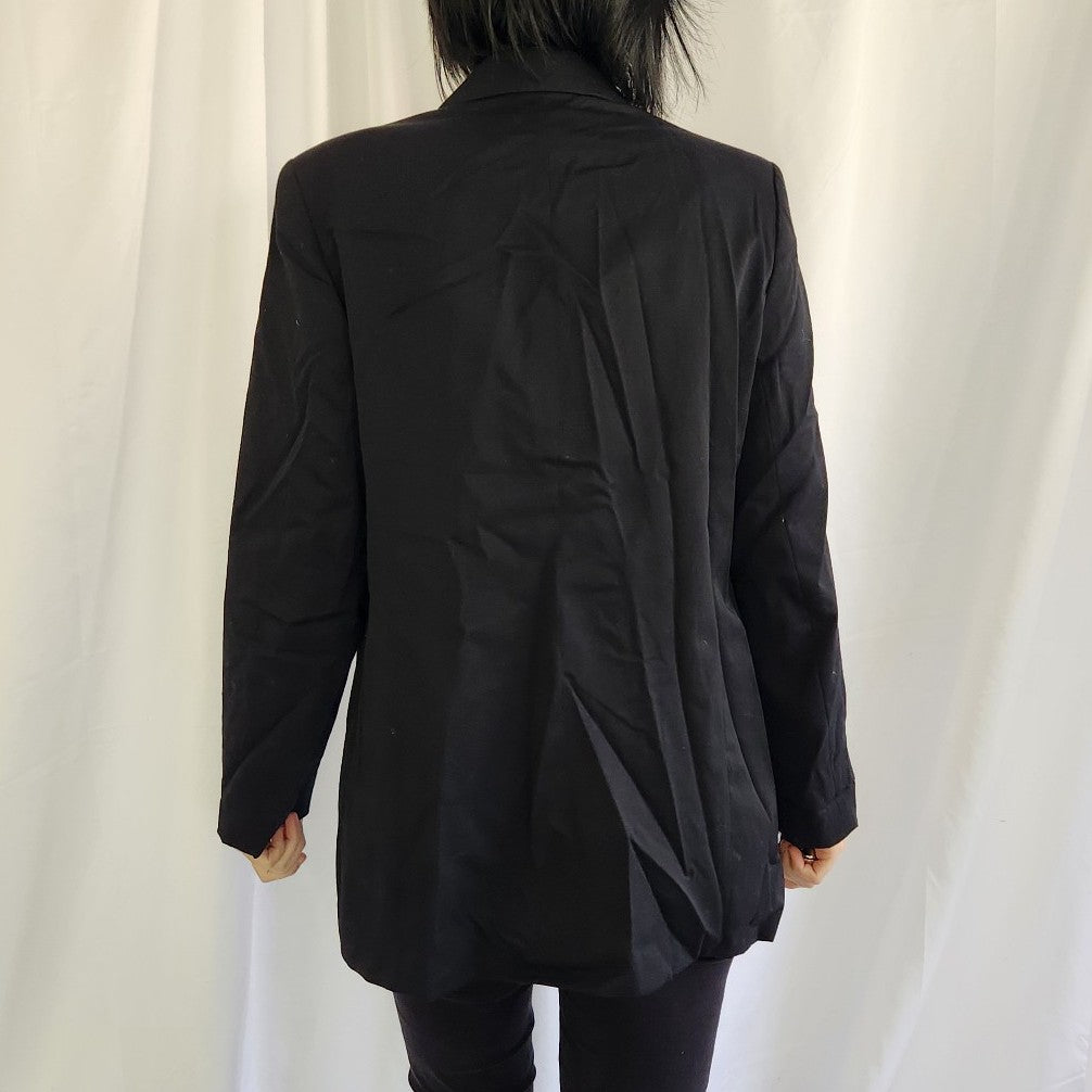 90s Black Worsted Wool Blazer