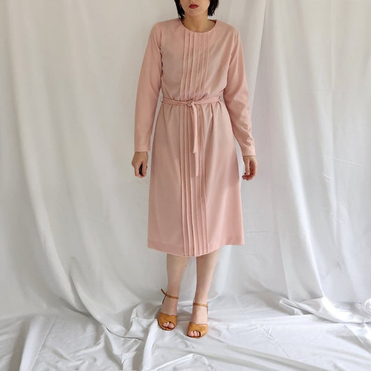 70s Pink Long Sleeve Dress