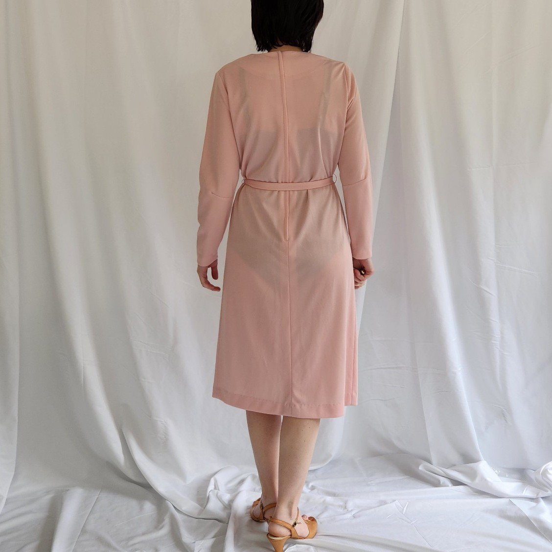 70s Pink Long Sleeve Dress