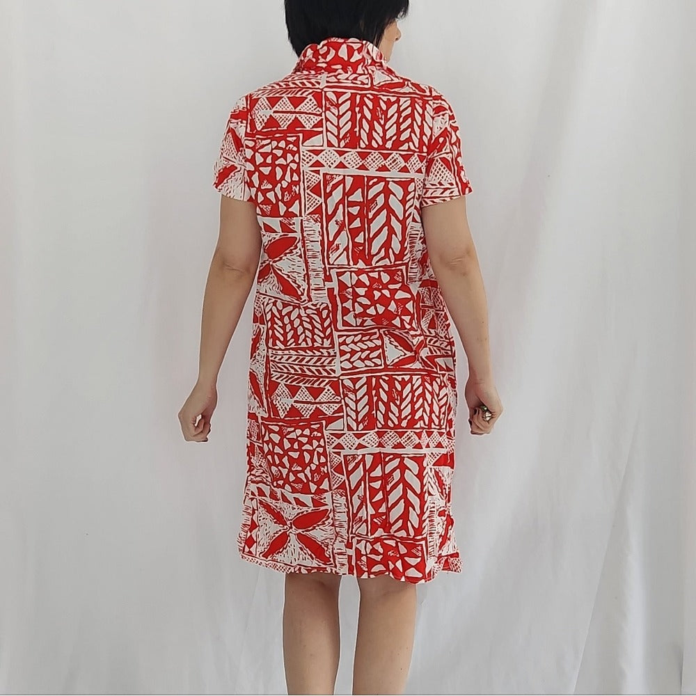 60s Hand Made Red and White Cotton Day Dress