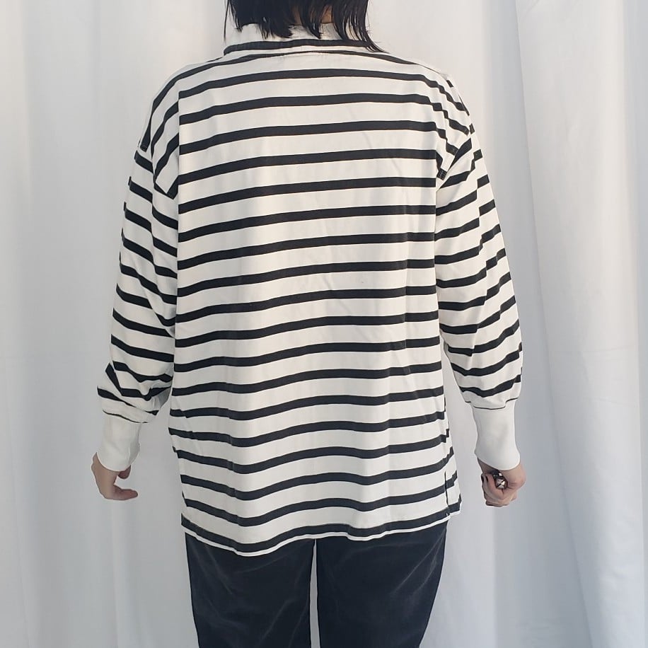 90s Dockers Black and White Striped Long Sleeve Shirt