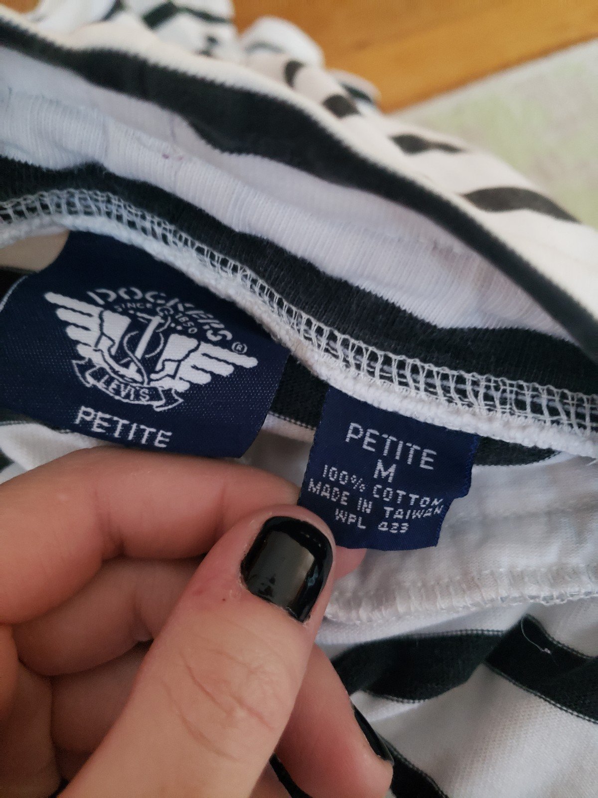 90s Dockers Black and White Striped Long Sleeve Shirt