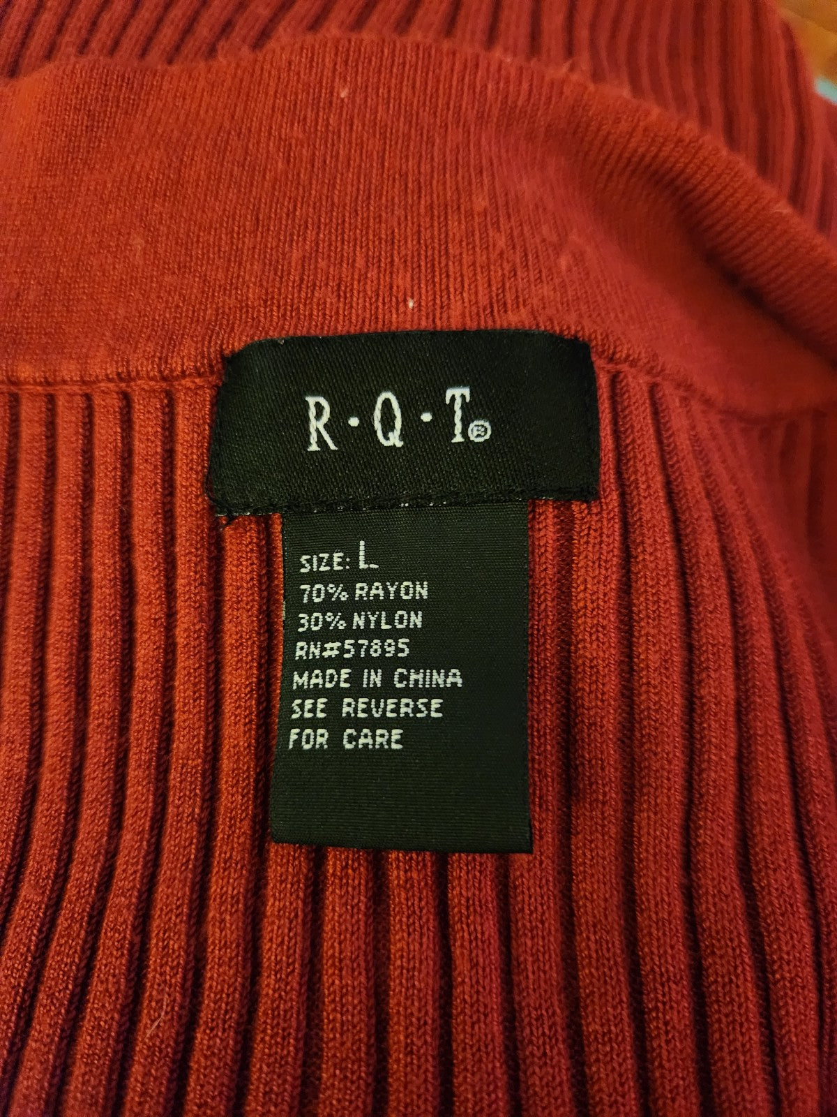 Y2K Rusty Red Ribbed Top