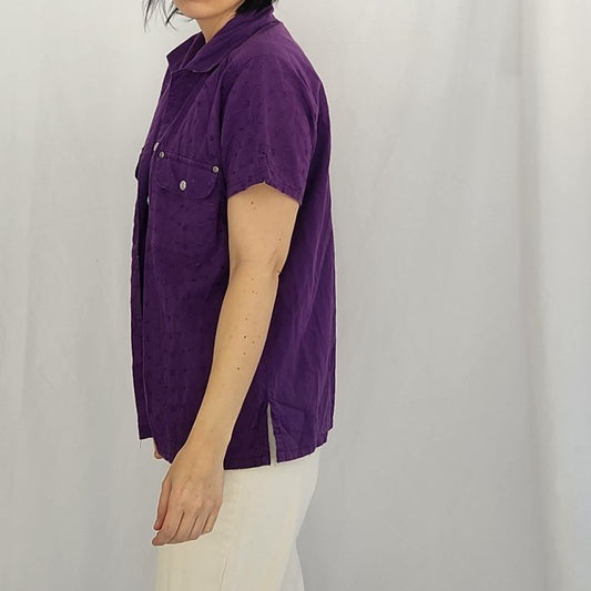 90s 100% Cotton Purple Button Down Shirt