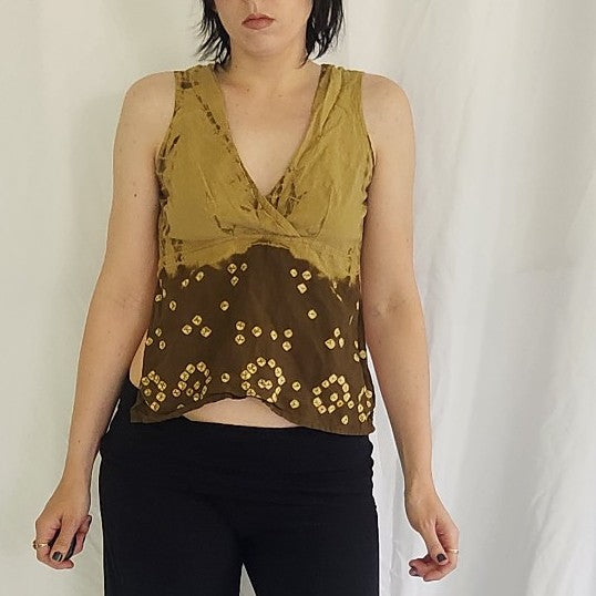 Vintage Home Made Green Boho Backless Top