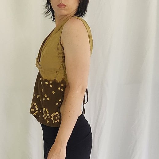 Vintage Home Made Green Boho Backless Top