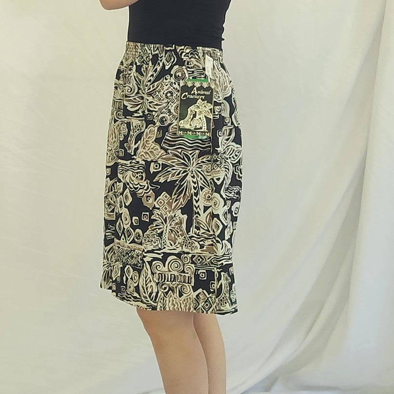 90s Deadstock Black and Tan Tropical Print Shorts