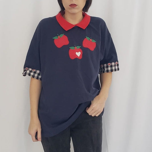 90s Apple Theme Collared Tee