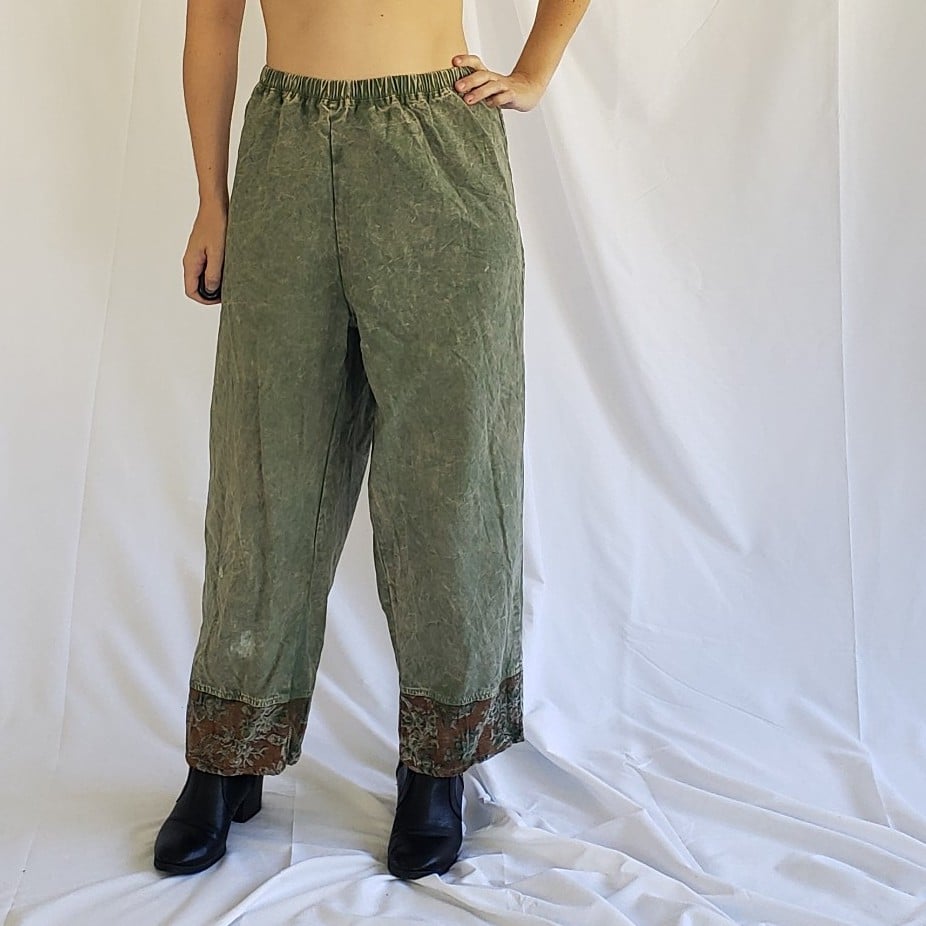 90s Green and Brown Whimsigoth Pants and Vest Set