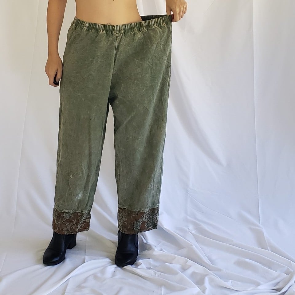 90s Green and Brown Whimsigoth Pants and Vest Set