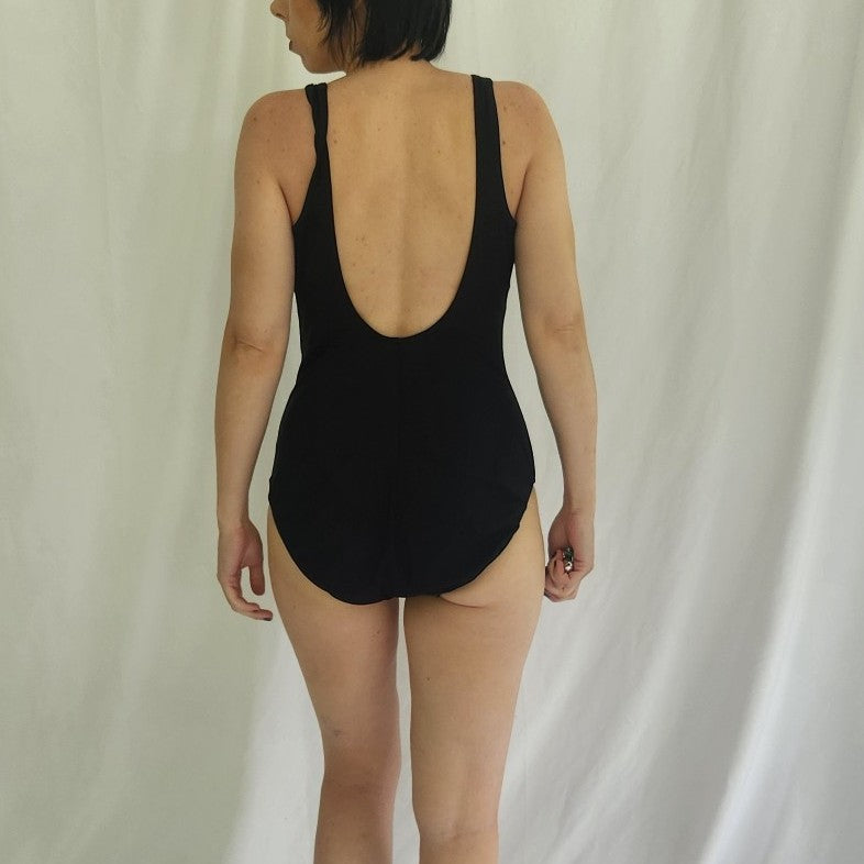 90s Black, Purple, Green, and Blue One Piece Swimsuit