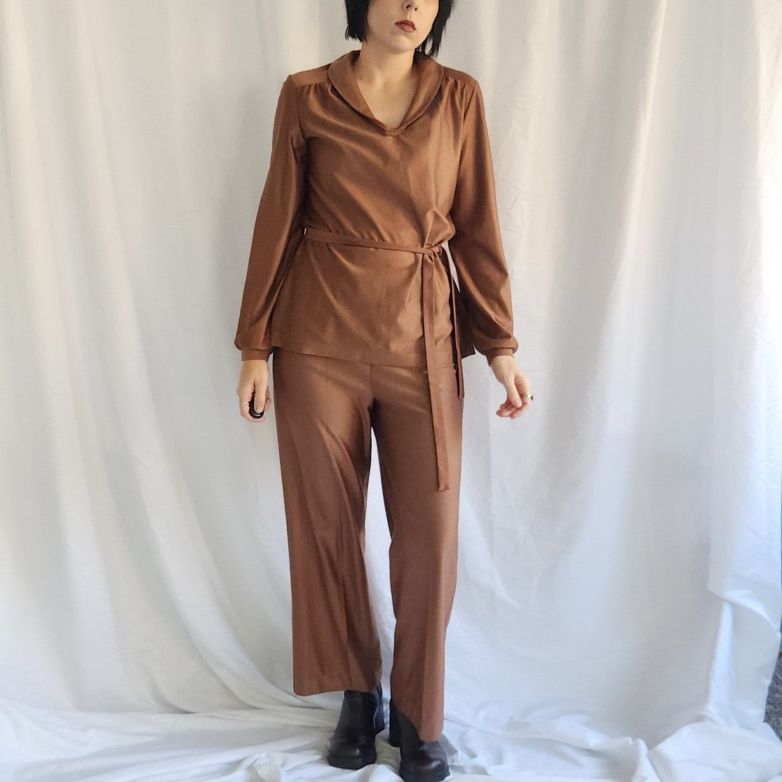 70s Brown Pants and Top Lounge Set