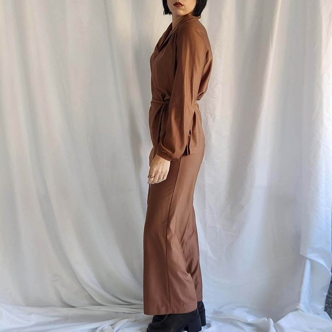 70s Brown Pants and Top Lounge Set