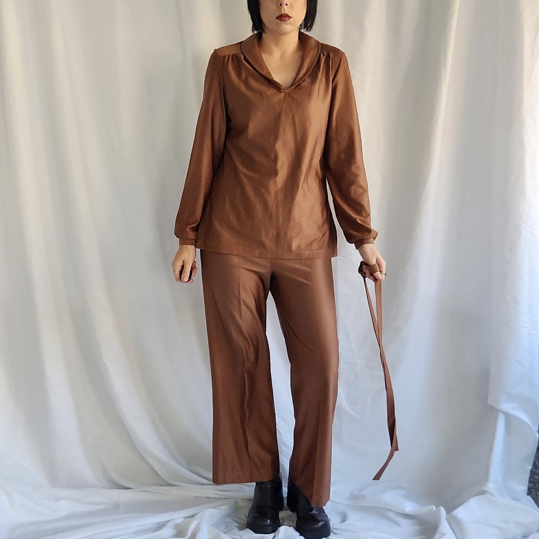 70s Brown Pants and Top Lounge Set