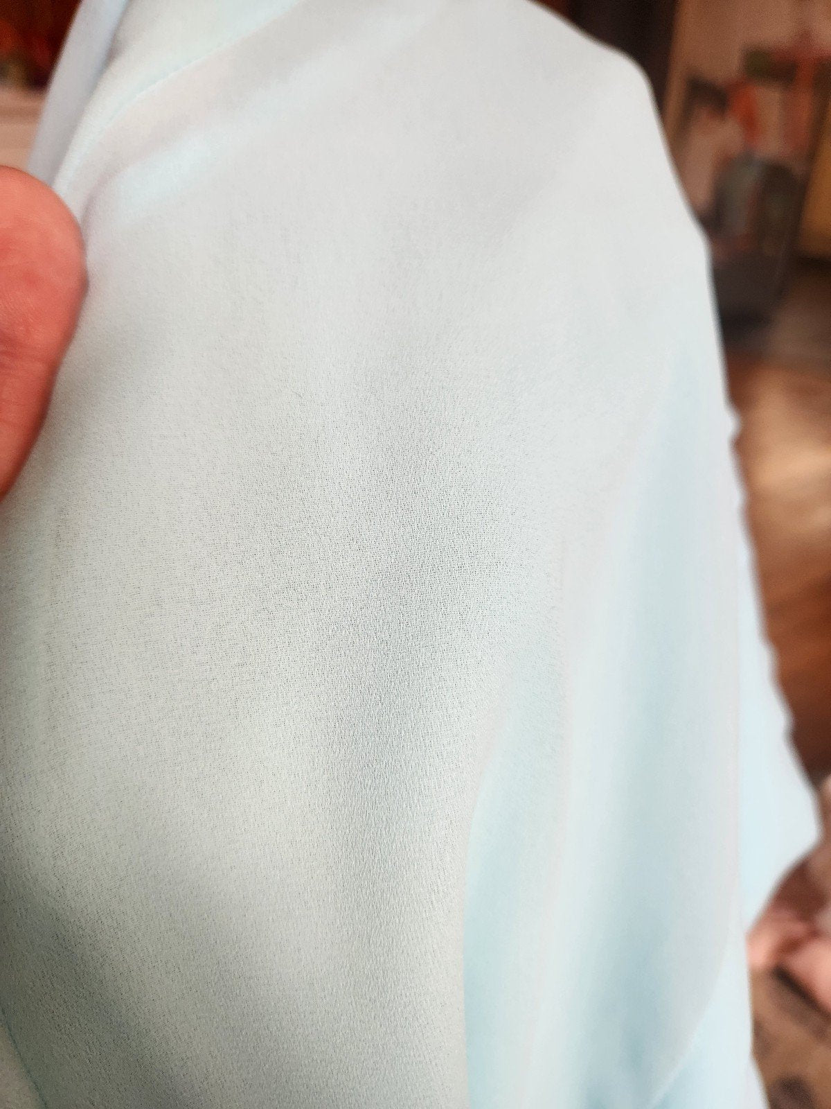 80s Sheer Blue Pleated Blouse