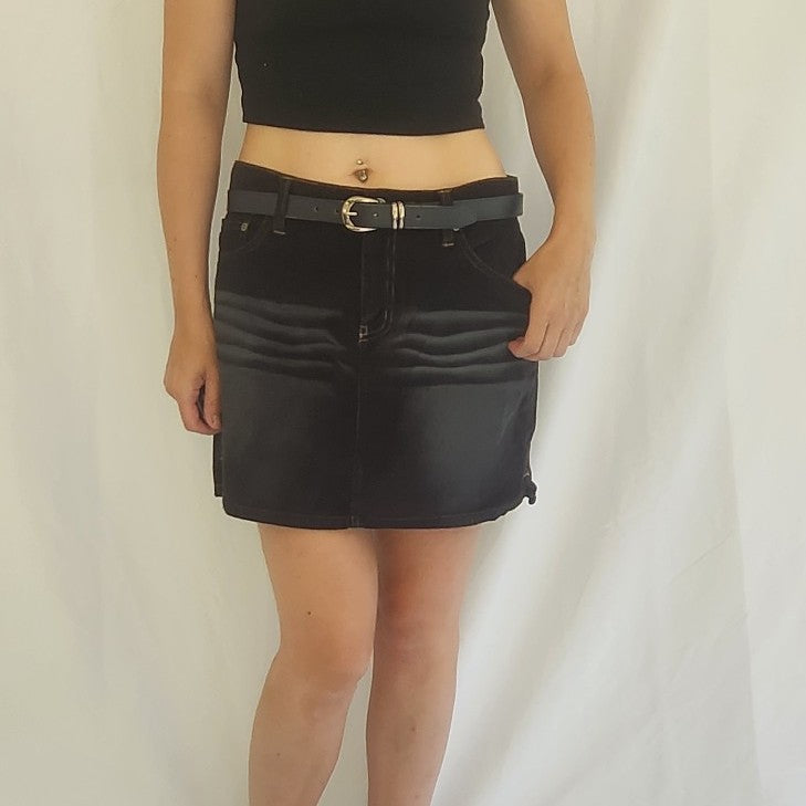 Y2K Black Corduroy Mini Skirt