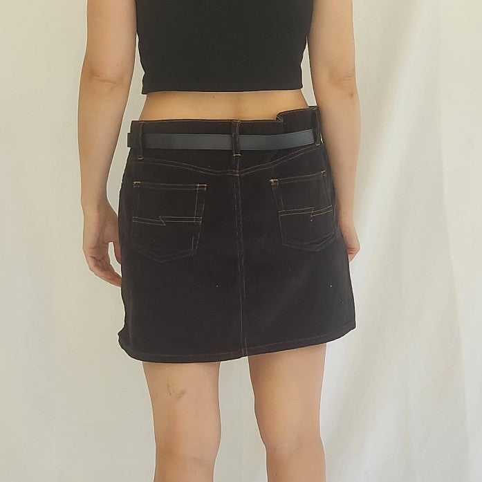 Y2K Black Corduroy Mini Skirt