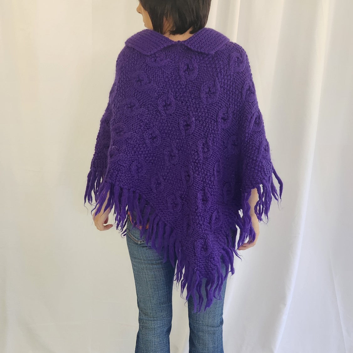 70s Purple Wool Poncho
