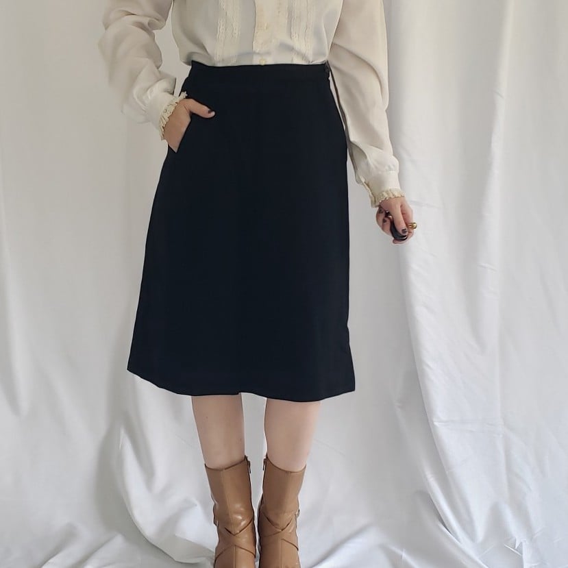 60s/70s Hand Made Black Pencil Skirt