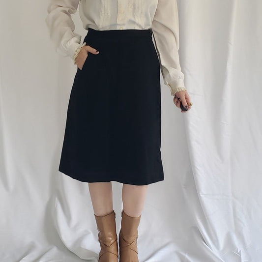 60s/70s Hand Made Black Pencil Skirt