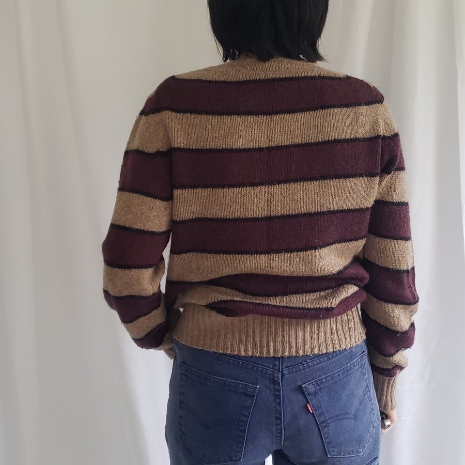 80s/90s Brown and Maroon Striped Sweater