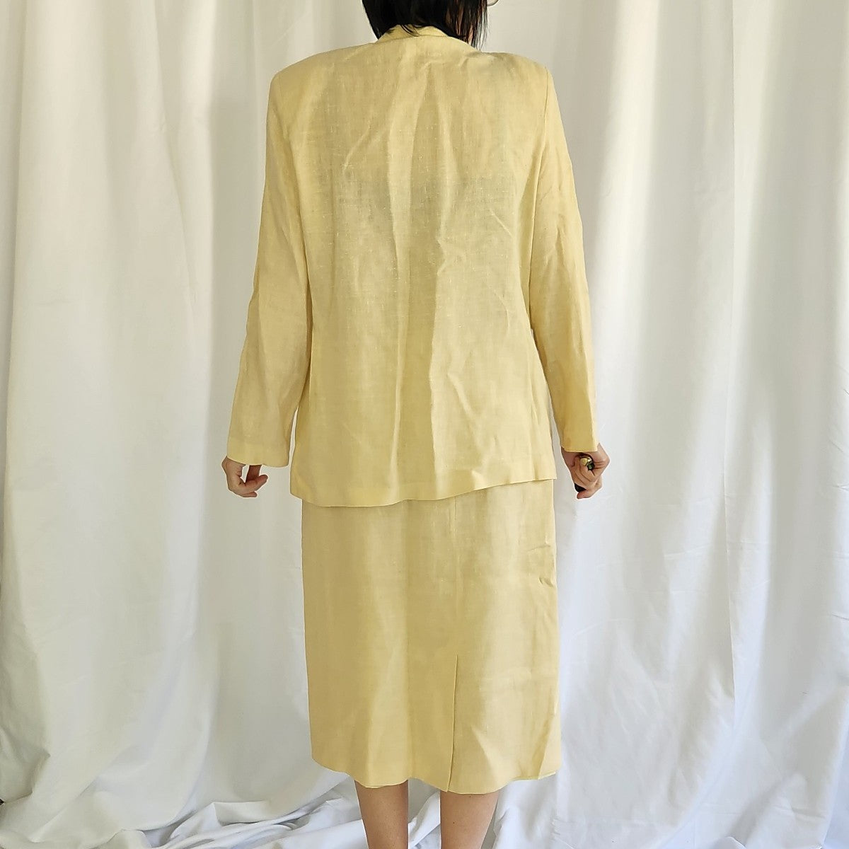 80s/90s Cream Linen Skirt Suit