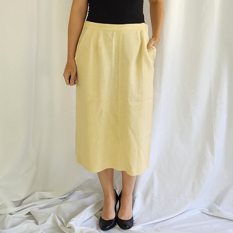 80s/90s Cream Linen Skirt Suit