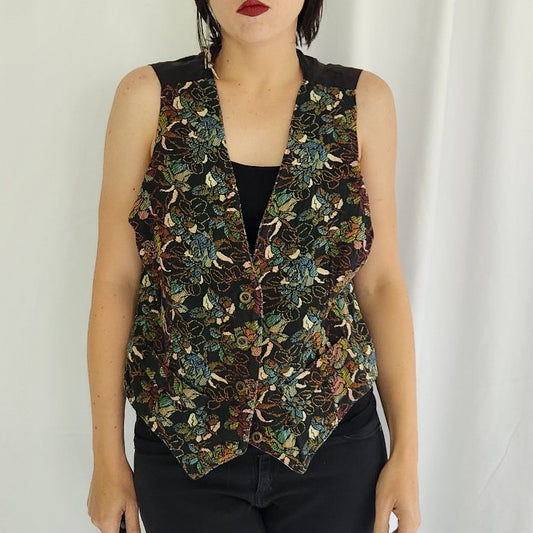 90s Floral Tapestry Vest