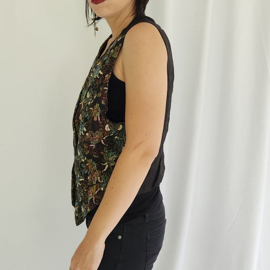 90s Floral Tapestry Vest