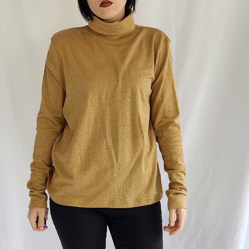 90s Navy and Gold Sweater Vest with Gold Turtleneck