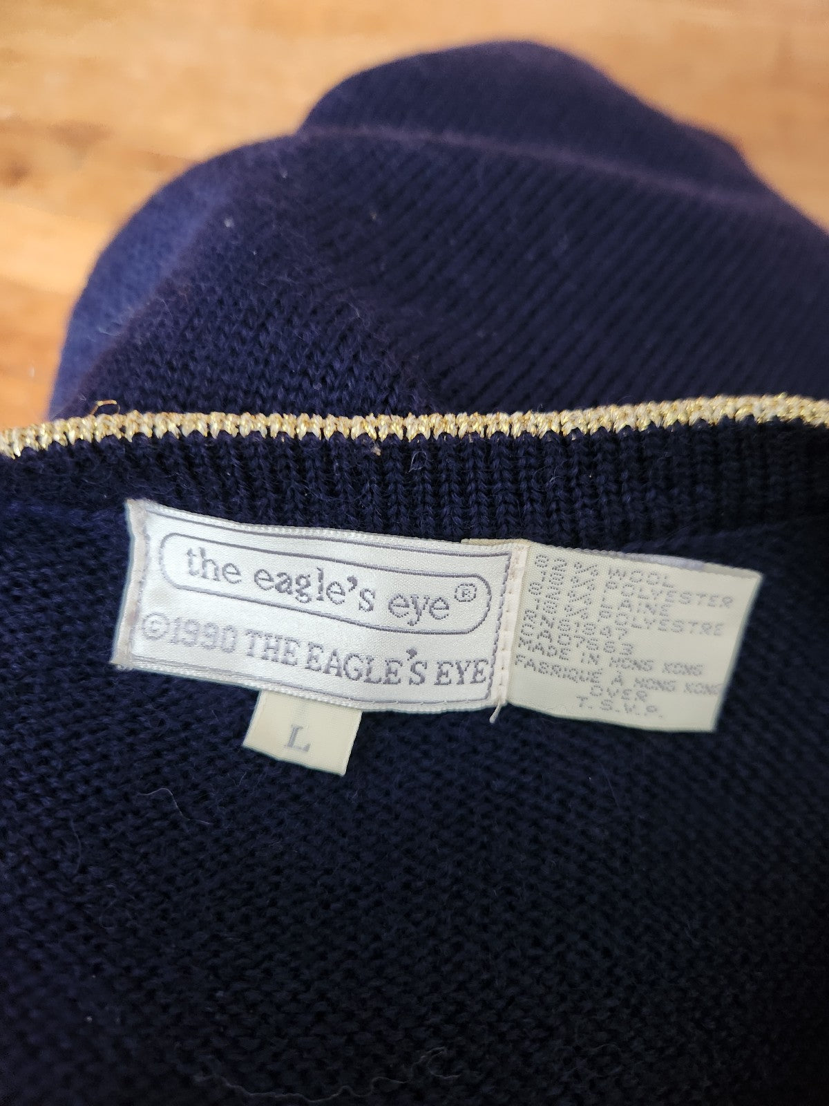 90s Navy and Gold Sweater Vest with Gold Turtleneck