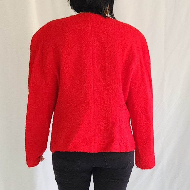 90s Red Boucle Wool Jacket