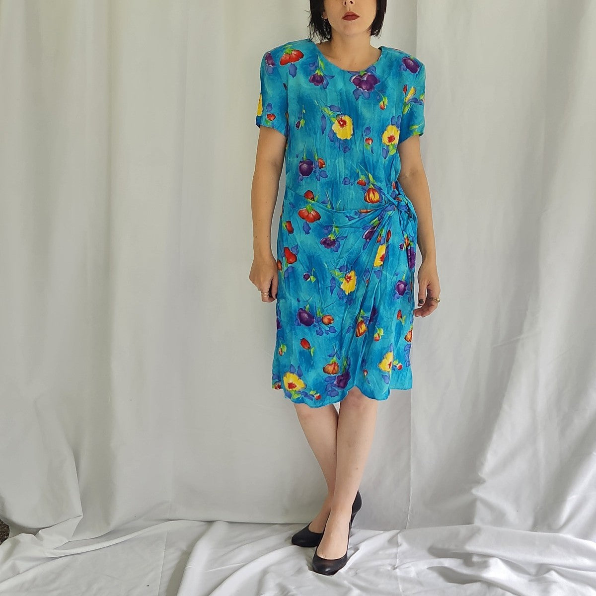 90s Blue Floral Dress
