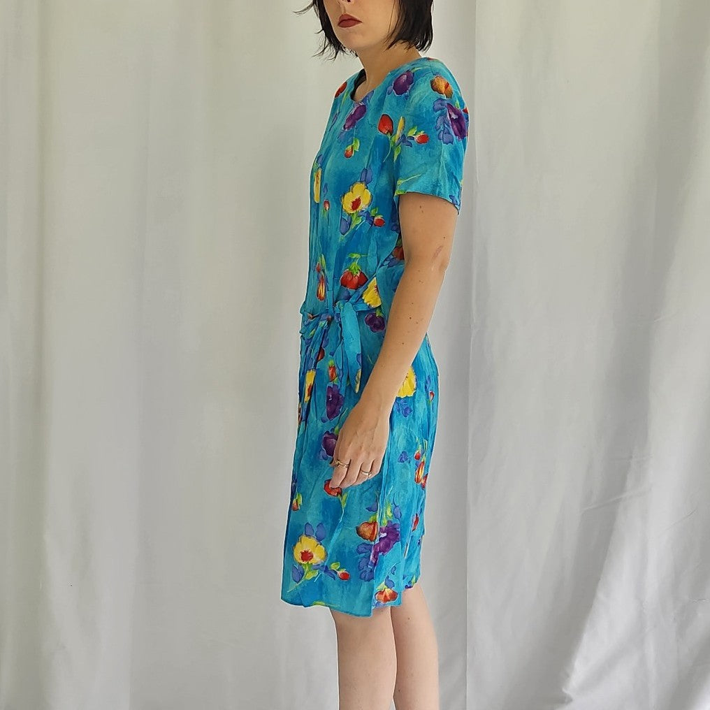 90s Blue Floral Dress