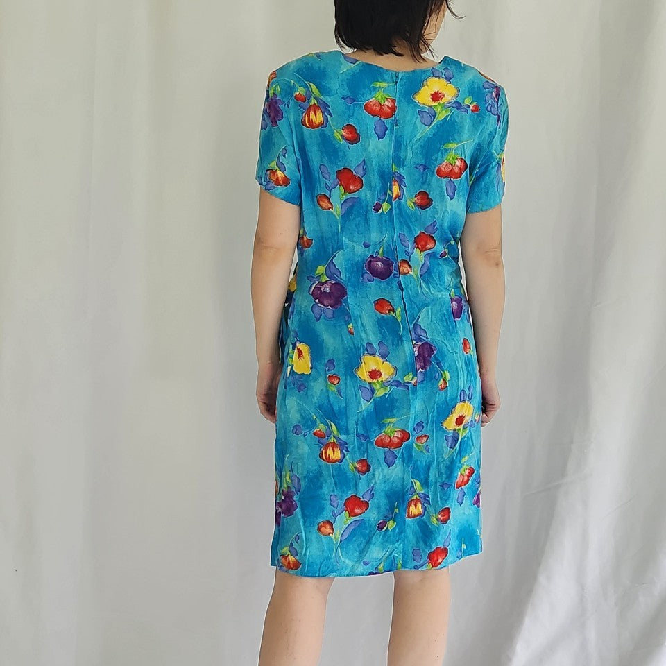 90s Blue Floral Dress