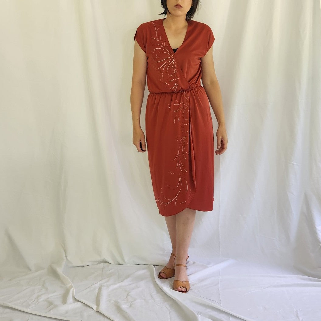 70s Orange Dresss with Silver Accents