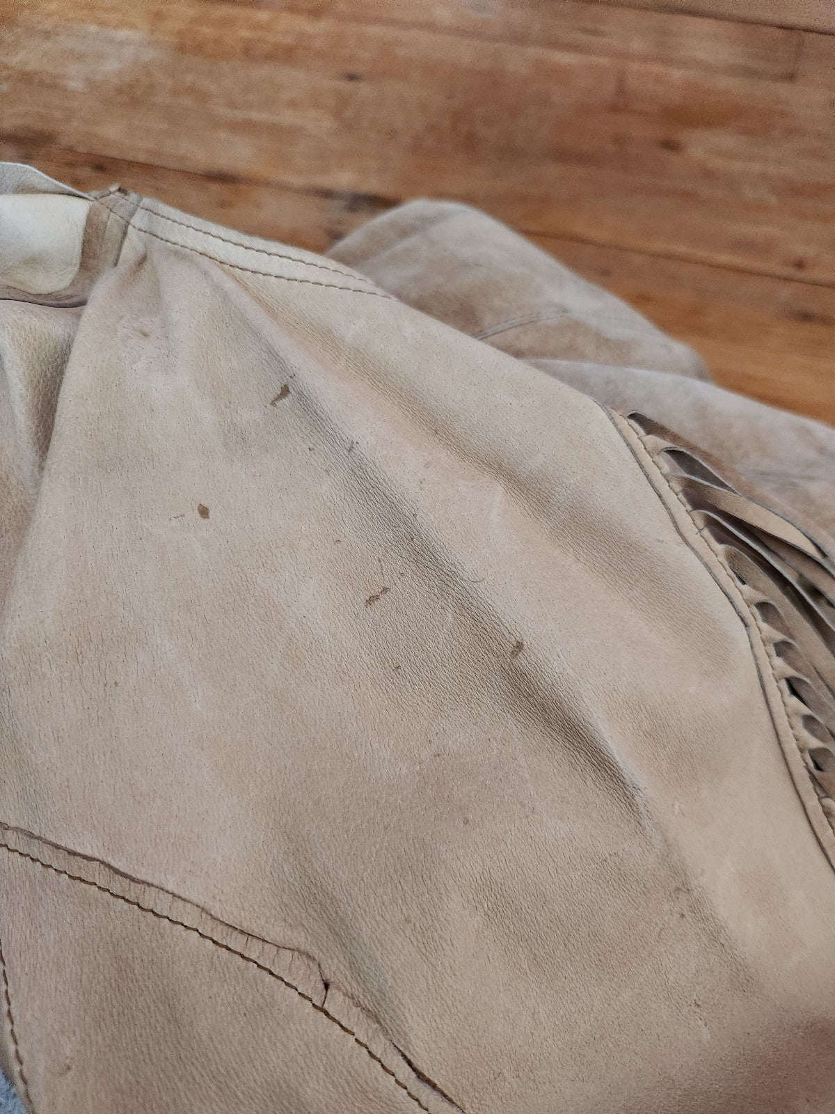 Y2K Tan Suede Jacket With Fringe