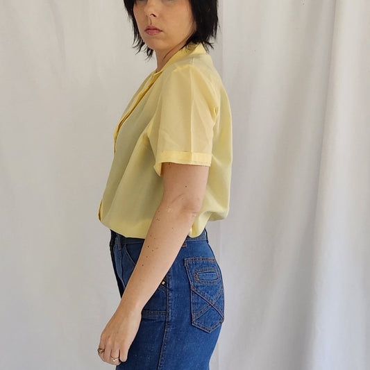 70s Yellow Short Sleeve Button Down Shirt