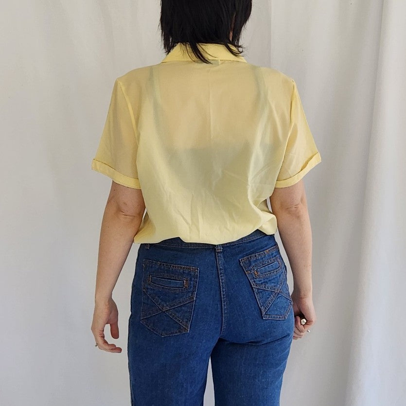 70s Yellow Short Sleeve Button Down Shirt