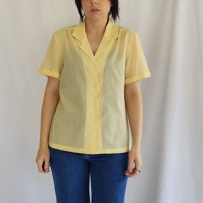 70s Yellow Short Sleeve Button Down Shirt