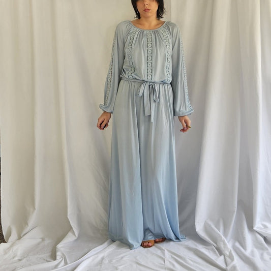 70s/80s Pale Blue Polyester Gown