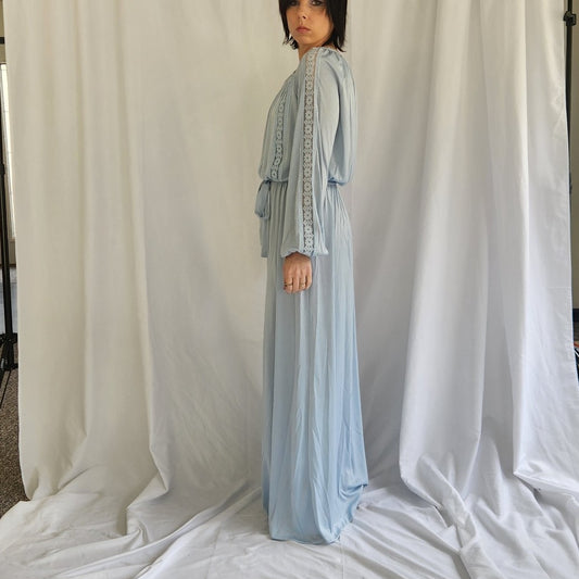 70s/80s Pale Blue Polyester Gown