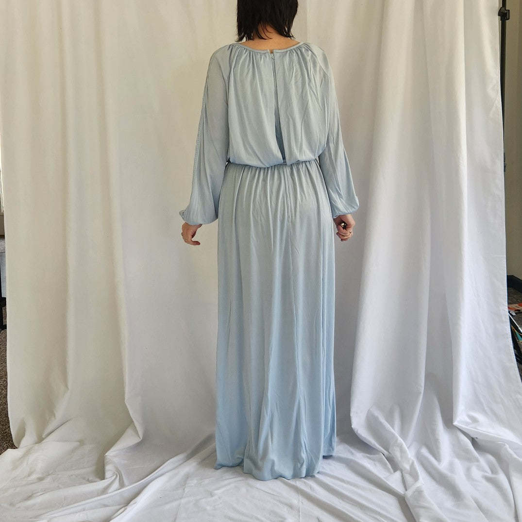 70s/80s Pale Blue Polyester Gown