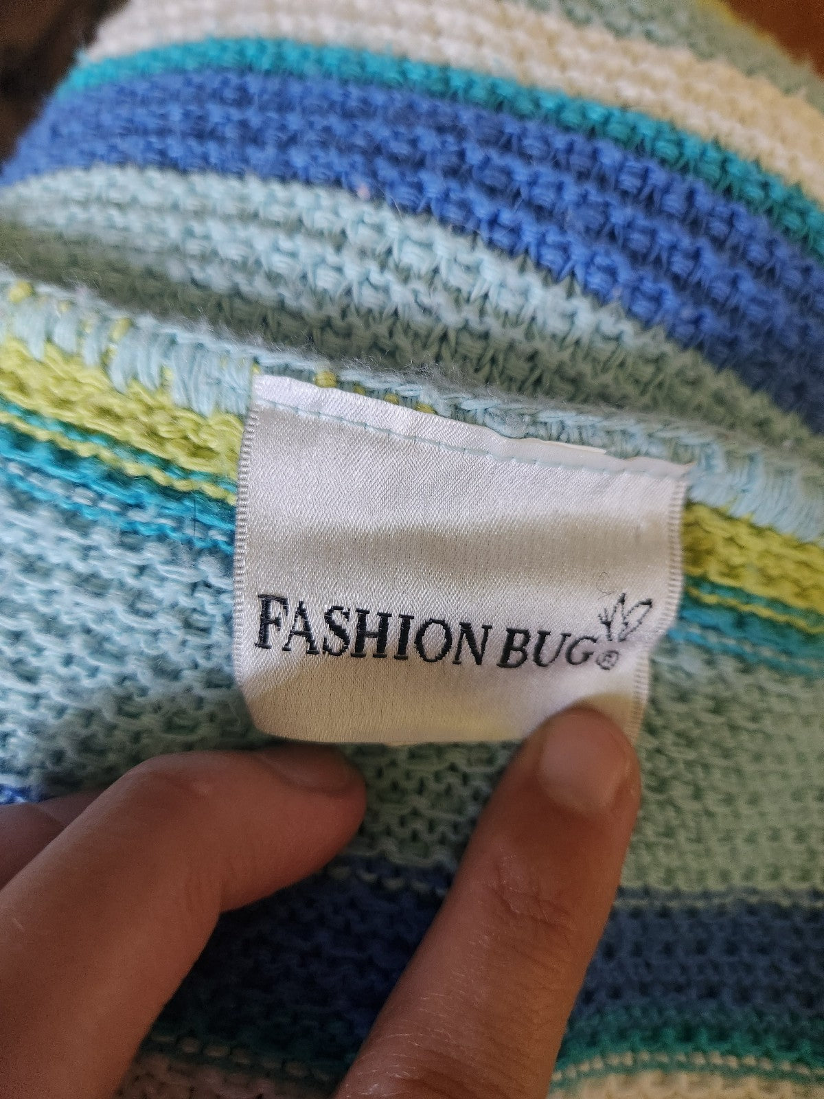 Y2K Blue and Green Striped Sweater