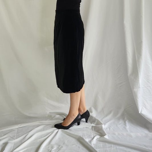 J. Crew Black Velvet Knee Length Skirt
